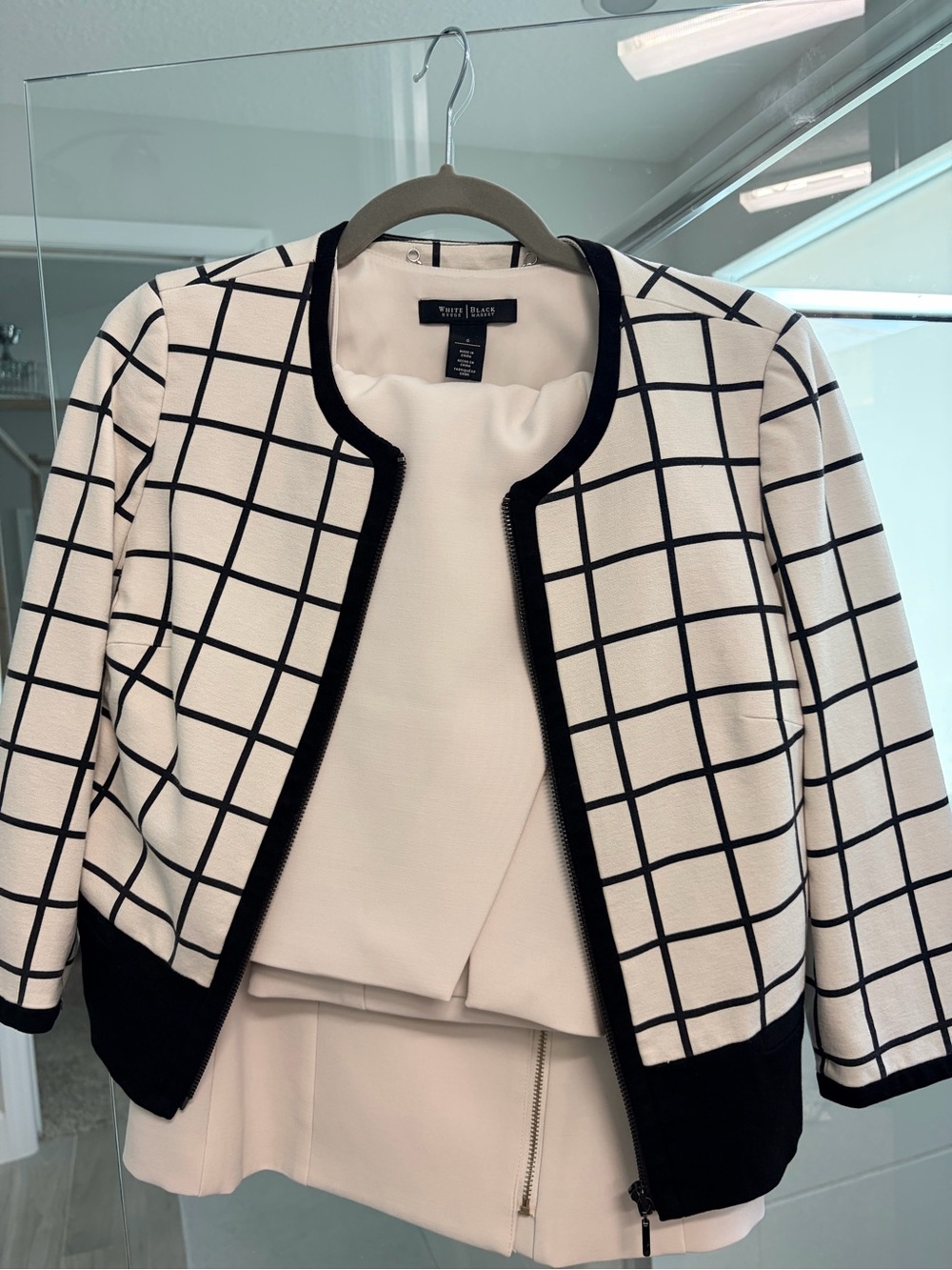 White & Black Windowpane Jacket